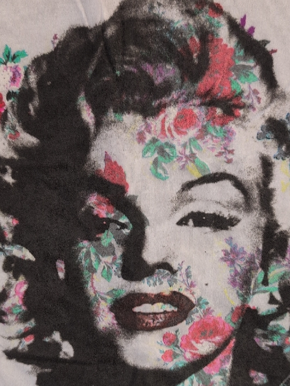 Mighty Fine White Tank Top with Floral Marilyn Portrait - Picture 3 of 5